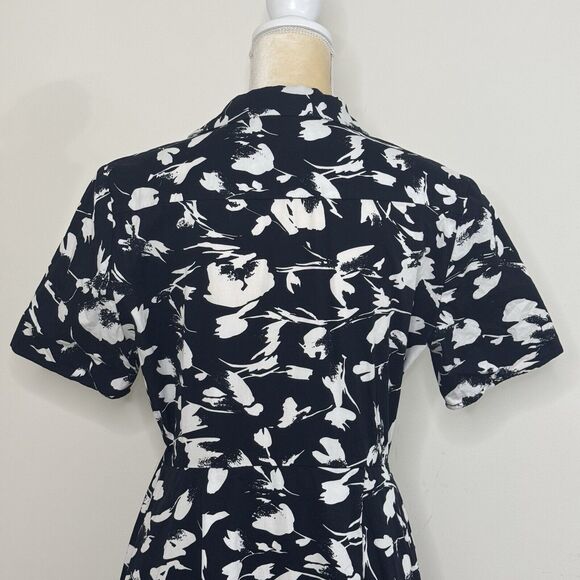 Jason Wu Collective Floral Collard Midi Dress Size 12 Black & White Pockets - Picture 11 of 14